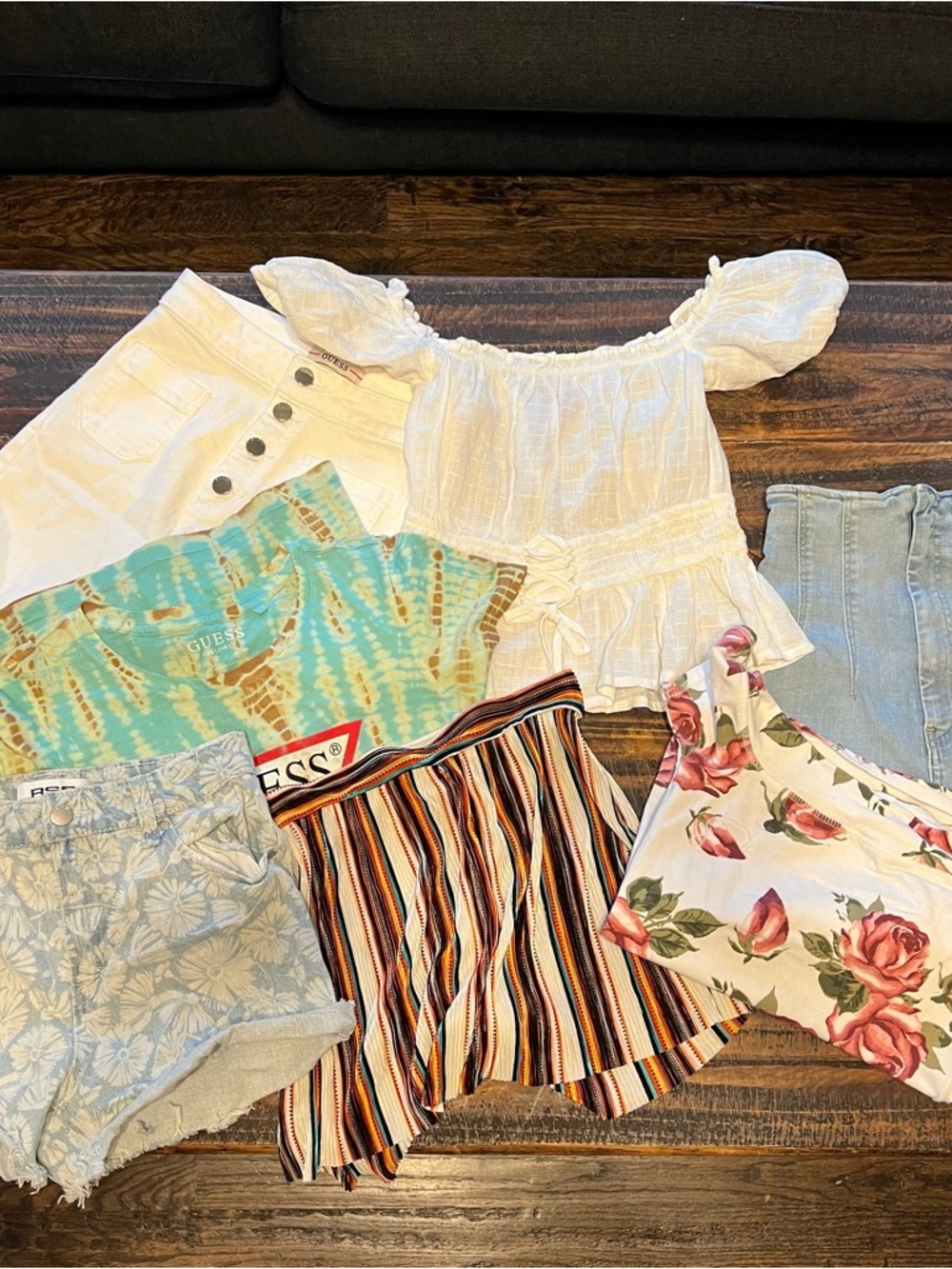 Guess Floral & Striped Summer Mix - Multi Color Tops & Shorts